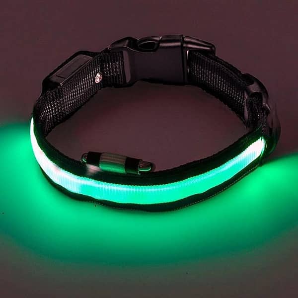 Adjustable Nylon LED Dog Collar with Night Safety Flashing Light