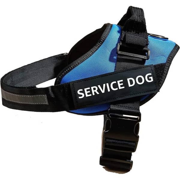 Service Dog Harness No-Pull Emotional Support Vest for Small Dogs, Adjustable Reflective Halter with Removable Patches, Blue, Chest 15–21 inches