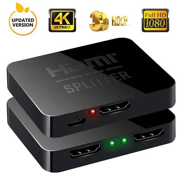 HD 4K HDMI Splitter 1X2 2 Ports Amplifier Hub 3D 1080p 1 In 2 Out