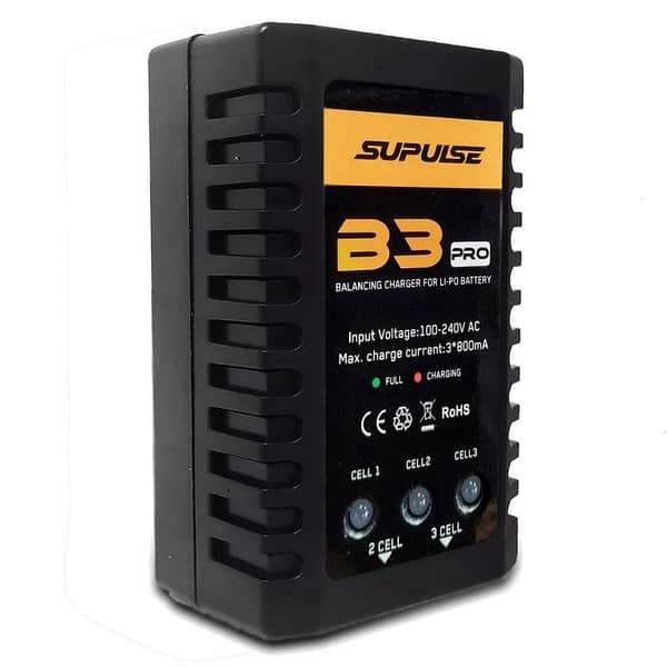 SUPULSE B3AC LiPo Charger for 2S-3S, 7.4–11.1V RC Balance Charger (AC 110–240V) Pro Compact