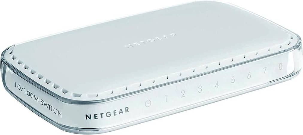 Original NETGEAR FS608 v3 8-Port Switch 10/100 Mbps with Power Supply, Plug & Play, Stand mounting and Manual, Made in United kingdom