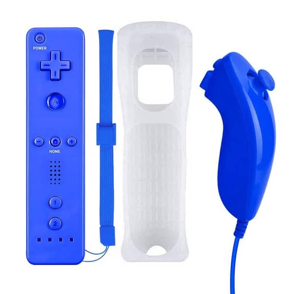 Wii Nunchuck Remote Controller with Motion Plus Compatible with Wii and Wii U Console | Wii Remote Controller with Shock Function (1pack_Blue)