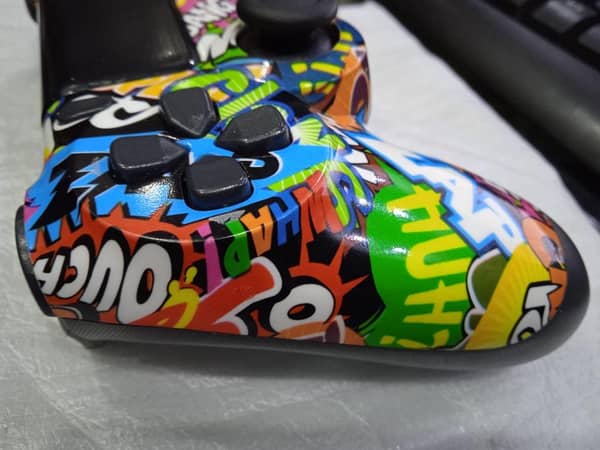 Wireless Controller Compatible with PS4/Slim/Pro with Dual Vibration/6-Axis Motion Sensor/Audio Function, graffiti Art Style. It can also be wired to a PC (Support Windows XP/ 7/8/10/11)