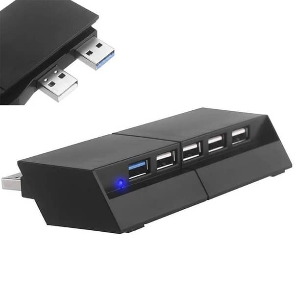 5-Port USB Hub for PS4 – Multi-Port USB 3.0/2.0 High-Speed Controller Charger Splitter Expansion, Not for PS4 Slim/Pro