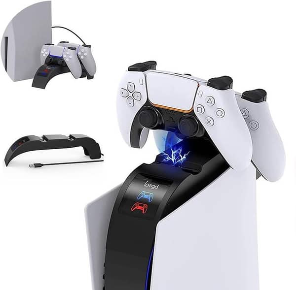 iPega PS5 Controller Charging Dock PG-P5016 Rainbow Bridge Dual Charger for DualSense Controller Black
