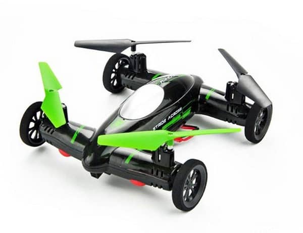 CG038 2-in-1 RC Drone Car: Quadcopter and Stunt Car Hybrid with Auto Steering Wheel, 2.4GHz Remote, One-Key Takeoff, 360° Flips, LED Lights