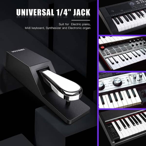 SOUIDMY Universal Sustain Pedal: All-Metal Build, Non-Slip, Polarity Switch, Durable, Stable, Quick Response for Keyboards