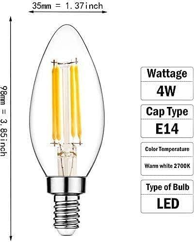 Lamsky LED Filament Bulb C35, E14, 4W, 2700k, 85~265V, Clear, Lamsky
