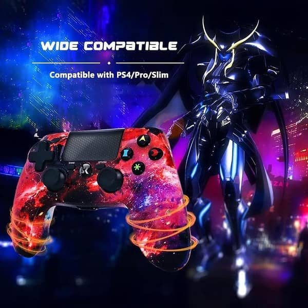 Wireless Gaming Controller for PS4, Galaxy Nebula Design High Performance, Dual Vi br ation Gaming Controller, Compatible with PlayStation 4 /Pro/Slim/PC with Audio Function, Mini LED Indicator​​​​​