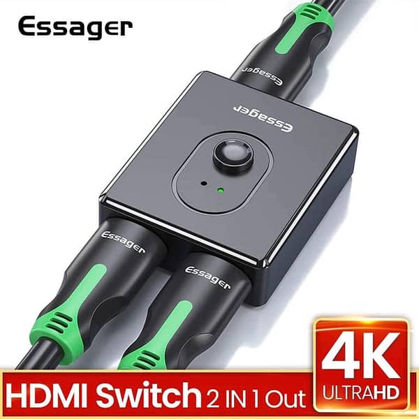 Essager HDMI-compatible Splitter Switch 4K 2.0 HDMI-compatible Switcher 1x2 / 2x1 Adapter 2 in 1 Out Converter For PS4 HD TV BOX
