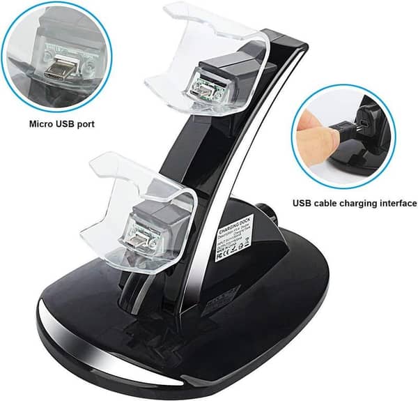 YCCTEAM PS4 Controller Charger Dock Fast Charging Stand for PS4 / PS4 Slim / PS4 Pro Wireless Controllers