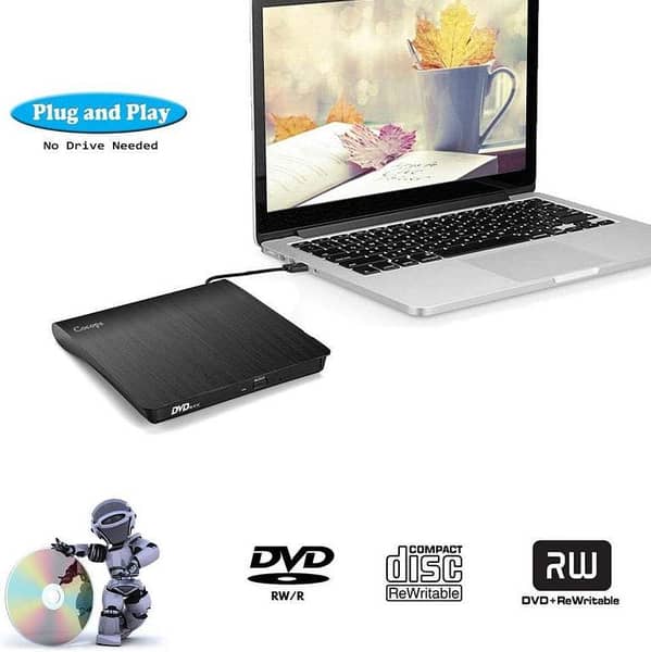 External CD Drive USB 3.0 Portable CD/DVD ±RW Rewriter Burner for Laptop Desktop PC Windows Linux
