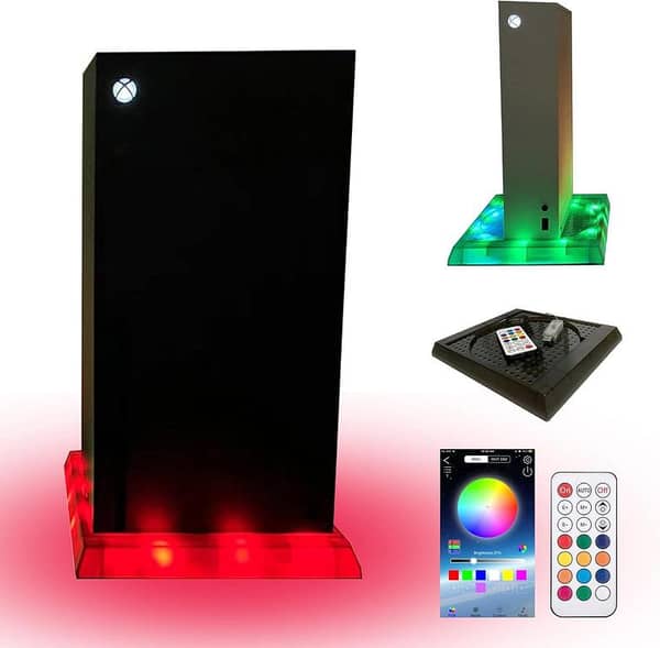 LED Light Base Stand for Xbox Series X – RGB 12 Colors, 300 Effects, Music Sync, DIY Color Changing Lights
