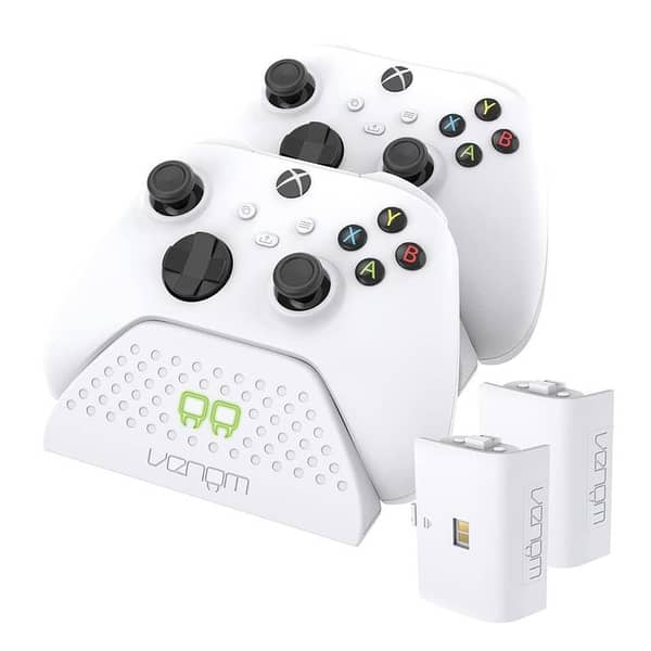 Venom Twin Charging Dock Station White  For Xbox Series X/S & Xbox One Controllers Fast Charge + 2 Rechargeable Batteries