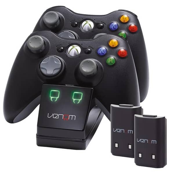 Venom Xbox 360 Twin Charging Dock with 2 Rechargeable Battery Packs Black for Xbox 360 Controllers