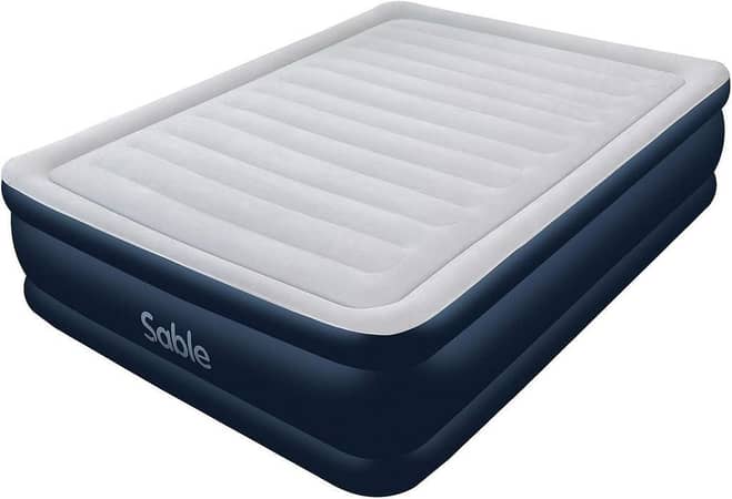 Sable Twin Size Air Mattress with Integrated Electric Pump – Improved Inflatable Bed, 80"x39"x18" (203x99x46 cm), 300kg/660lbs Weight Capacity, Durable PVC, Built-in Pump for Easy Inflation/Deflation – SA-HF046