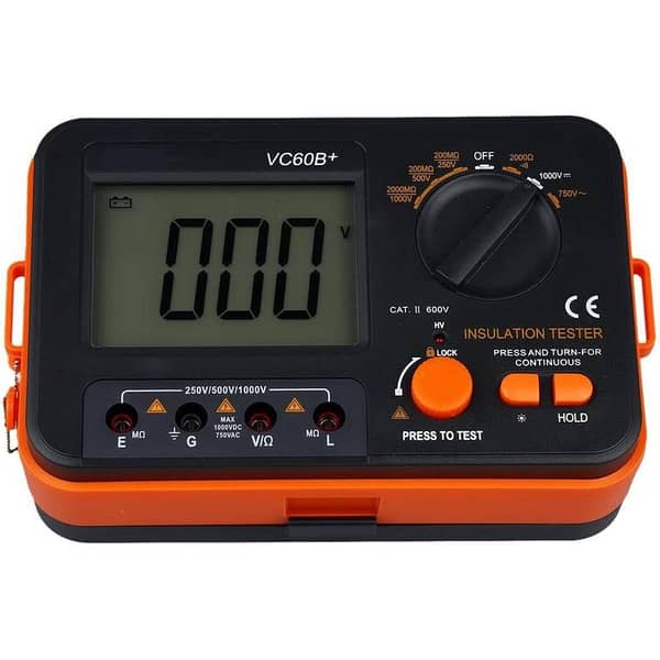 JEDFORE Digital Insulation Resistance Tester Megohmmeter Meter VC60B+ with Large LCD Display, DCV ACV, Meter DC250/500/1000V AC750V