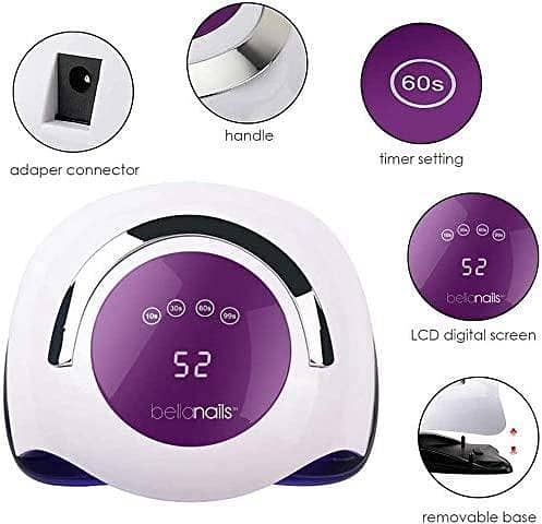 Bellanails 120W UV Light LED Nail Lamp for Home or Salon – Fast, Efficient Gel Nail Curing with 4 Presets