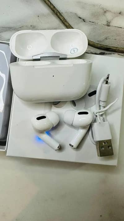 White wireless earbuds