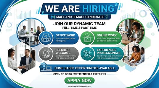 we are hiring staff male and female for online and office work