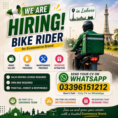We Are Hiring Bike Riders in Lahore | Salary + Fuel + Incentives