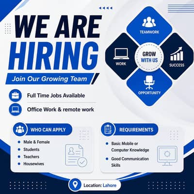 Hiring for staff male and female