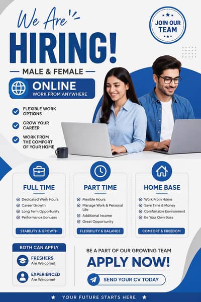 we are hiring staff male and female for online and office work