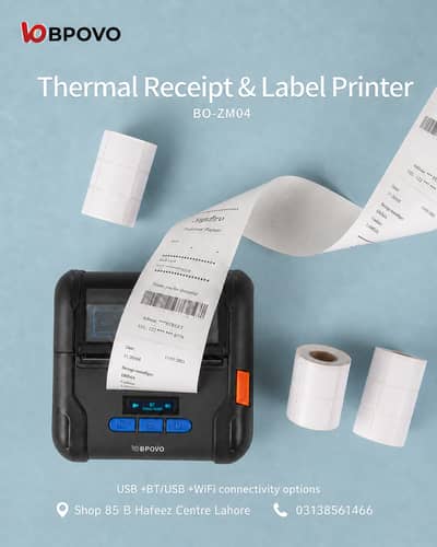 80mm Portable Mini Thermal Printer, LCD screen,easy to operate. Max 12