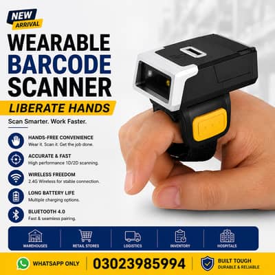 Wearable Barcode Scanner | Finger Scanner | Wireless 1D/2D