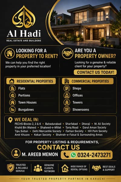 LOOKING FOR A PROPERTY TO RENT? We can help you find the right property in your preferred location! ARE YOU A PROPERTY OWNER? Looking for a genuine & reliable client for your property? Contact Us Today!