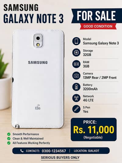 sumsang note 3 mobile for sale