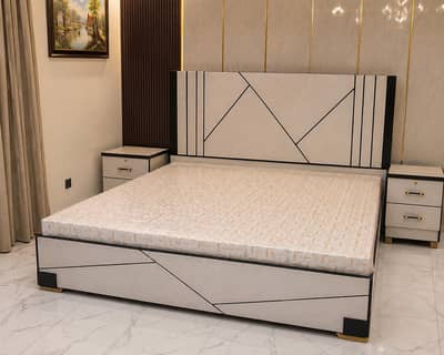 Brand New Wooden Bed with 2 Side Tables