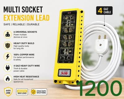 Extension leads/three shoe