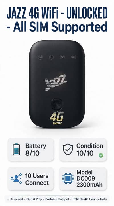 Jazz 4G WiFi UNLOCKED Device For Sale - All SIM Working