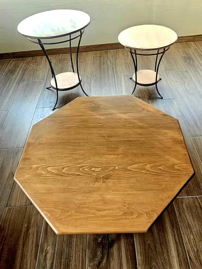 New Solid wood, wrought Iron based tables