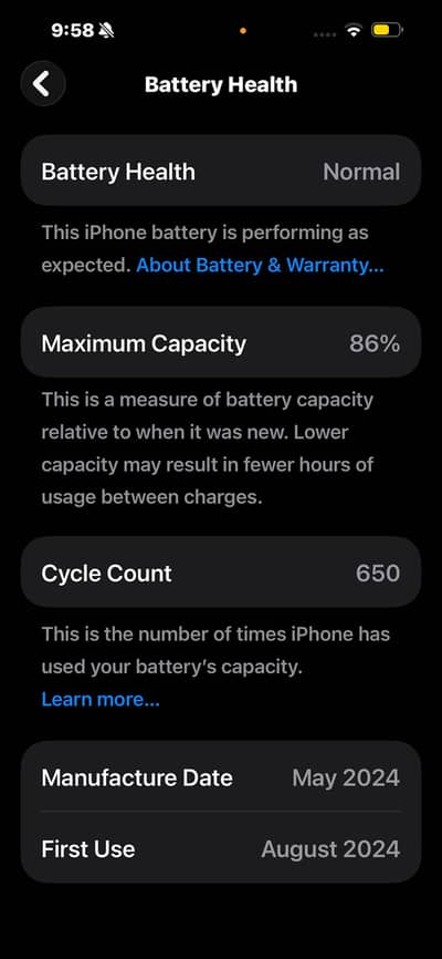 15 pro max 256gb all in Orignal 86% battery
