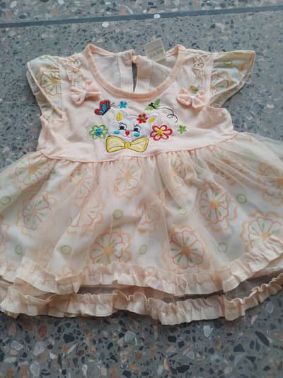 baby girl  cute  peach frock  2pc set with tighte