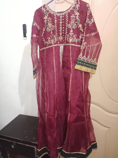 front open  3pc organza maxi