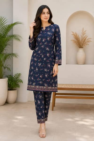 2 PCs women unstitched printed suit