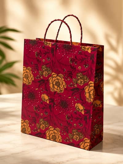 paper bag witjh floral print.
