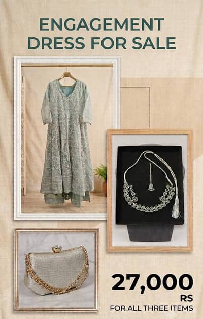 Mint Green Heavy Engagement Maxi Dress with Matching Jewelry & Clutch