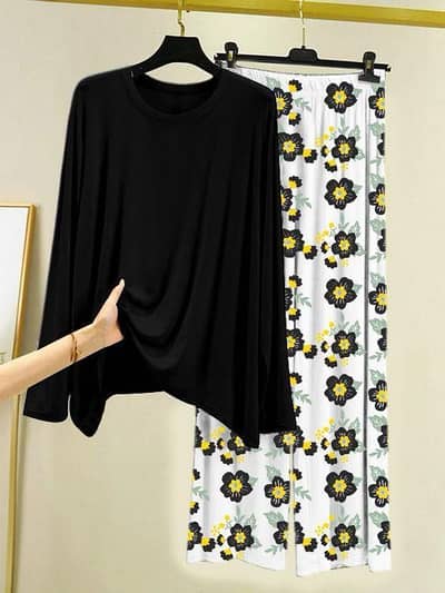 Black Cotton Night Suit