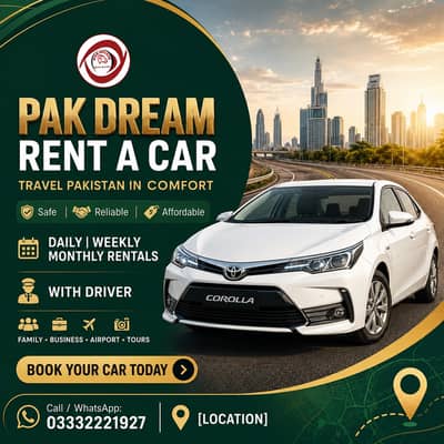 Rent a Car With Driver Gulshan e Iqbal One Way Drop To All Pakistan
