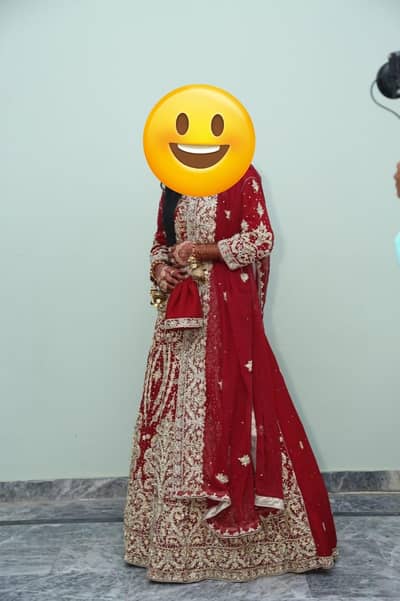 bridal dress /heavy bridal lehenga/deep red colour
