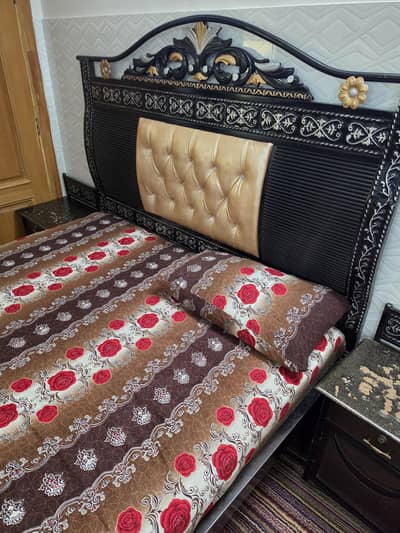 King Size Steel Bed with side tables and dressing table