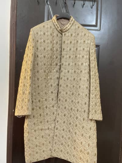 Golden Groom Sherwani 5pc set | Heavy zari work