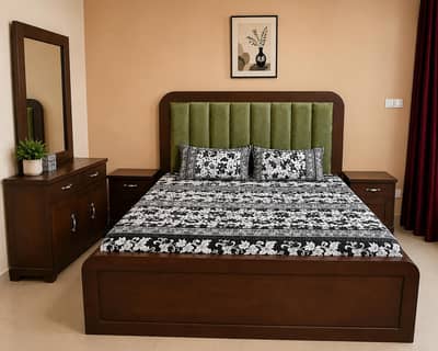 wooden bed set complete with dressing