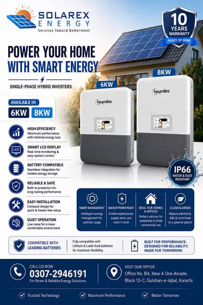 Hoymiles Top No 1 | 6kw | 8kw IP66 Hybrid solar inverter Slim Model