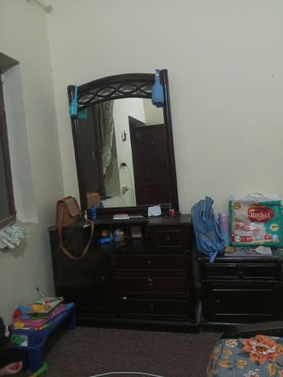 double bed without mattress dressing table 2 side tablea