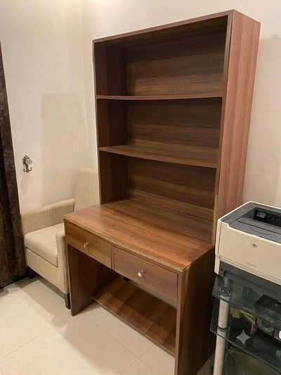 Lamination Desk with Storage Shelves for Sale.